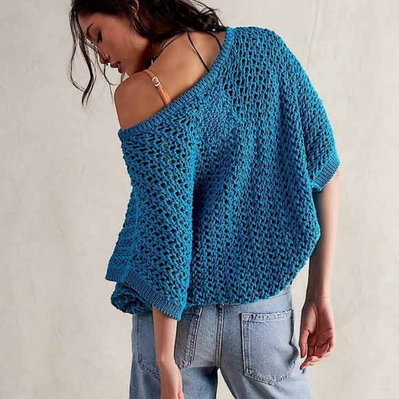 Free People We The Free Sophia Sweater Tee Ocean Palace - Picture 4 of 6